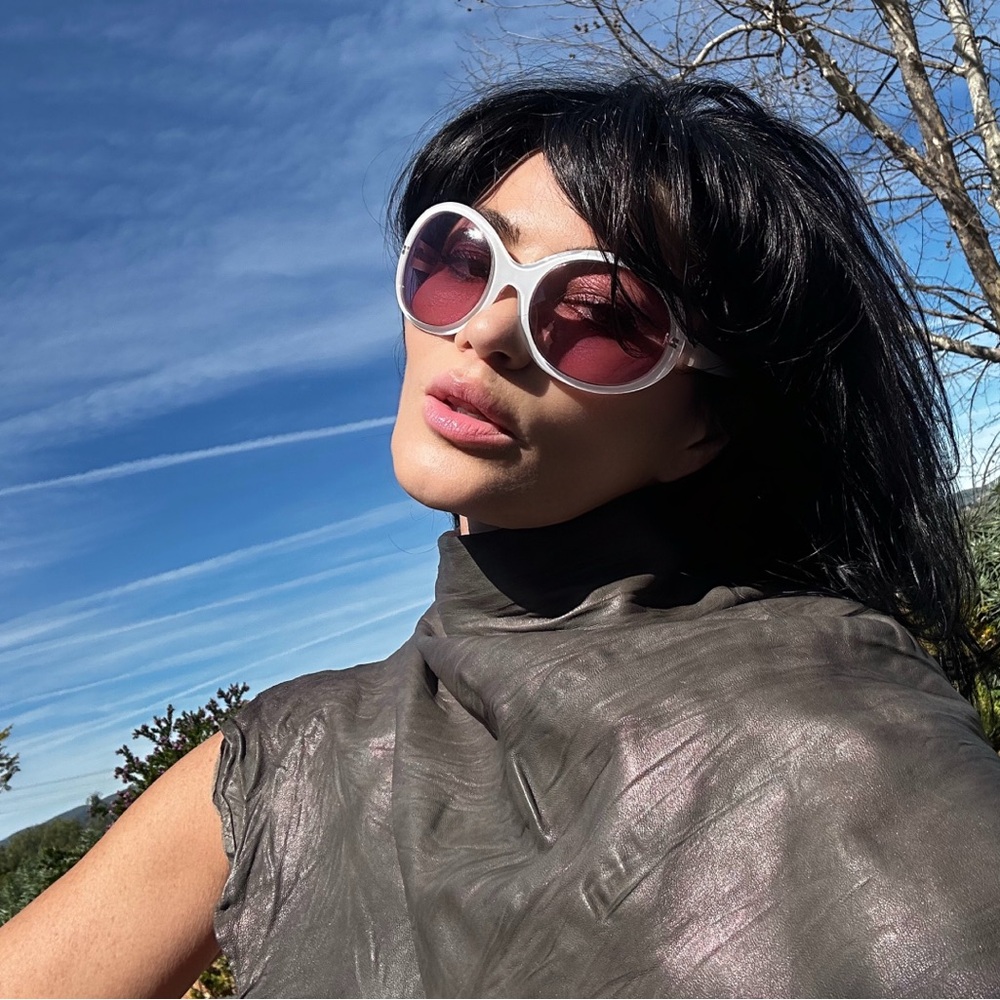 Vintage Campaign Christian Roth Sunglasses Pink Lens White Frames made in Japan